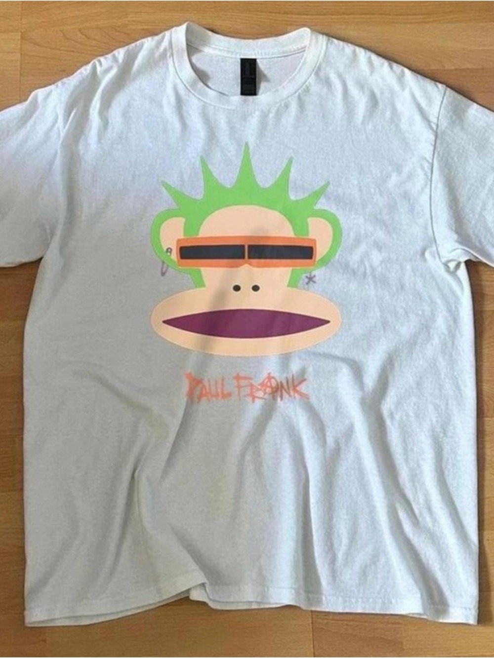 Paul Frank White Graphic Tee with Green Monkey Design